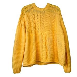 Beautiful Golden Yellow Flare A-Line Cable Knit Sweater Size XL